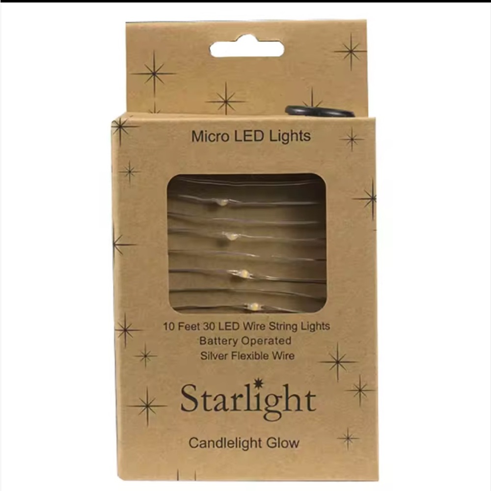 3/$30 set of 2 Candlelight Glow Micro LED Lights 16.5’ on gold flexable …